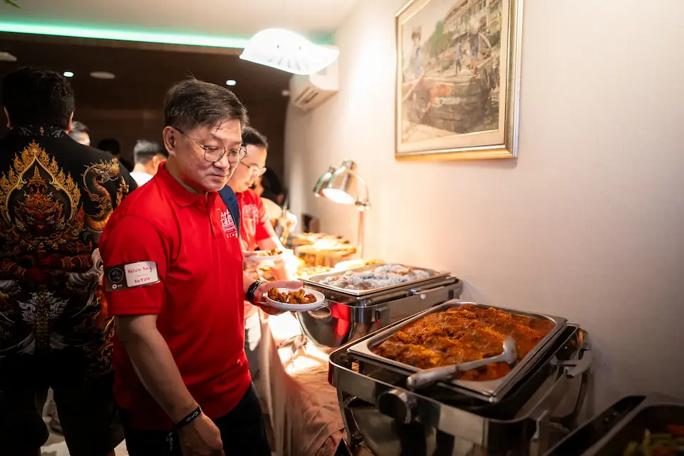Guests enjoying the buffet at a private event